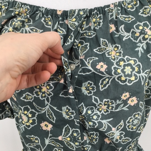 J. Crew Gathered Scoopneck Top In Vintage Vines Womens Small Cropped 100% Cotton - Picture 3 of 15